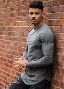 Tendencia hombres ropa caliente productos de manga completa músculo liso camiseta fabricación por ojo de halcón Co. (PayPal verificado) - Product Image 2