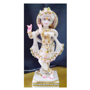 Stone Lord Krishna <b>Statue</b> Standing On Platform - Product Image 1