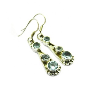 925 argent Sterling goutte topaze bleue pierre précieuse beaux bijoux de mode pour la fête fabriqué entreprise de bijoux en argent pur - Product Image 1