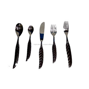 Vente en gros de couverts de restaurant en argent cuillères à dîner fourchettes et couteaux en acier inoxydable à manche rond ensemble de couverts pour mariage - Product Image 5