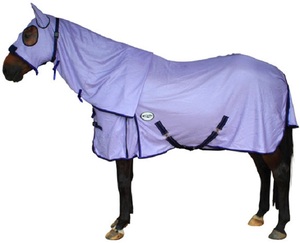 Couverture de cheval d'été de haute qualité en maille respirante avec capuche intégrée, doublure en nylon et sans rembourrage - Product Image 4