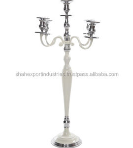 Elegant White Gold Metallic Candelabra for Home Holiday <b>Christmas</b> Decoration Floor <b>Centerpieces</b> Candle Holders Candle Jars - Product Image 4