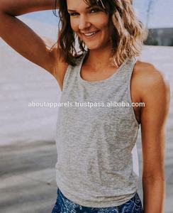 Débardeur en coton de sport de conception personnalisée en gros pour femmes grande taille respirant nouveau look cravate arrière avec décoration en dentelle pour l'été - Product Image 2