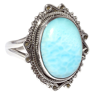 Encantadora forma Oval azul cielo 925 Larimar anillos de plata esterlina 925 joyería de plata de la joyería de la plata esterlina 925 - Product Image 1