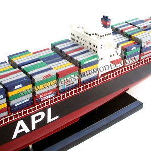Modèle de bateau en bois peint APL-Décoration de maison de style nautique d'Europe - Product Image 1