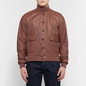 Leather Bomber <b>Jacket</b> Men's Leather <b>Jacket</b> Cowhide Sheepskin Stand Collar Multi-pockets Slim <b>Smart</b> Casual Motorcycle Coat - Product Image 4