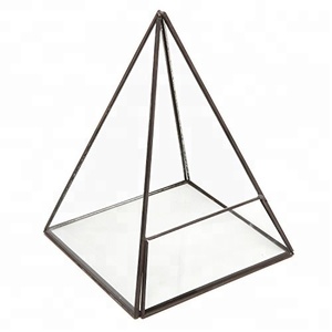 Pyramid Shape Geometric <b>Glass</b> Handmade Planter Indian <b>Glass</b> <b>Terrarium</b> - Product Image 1