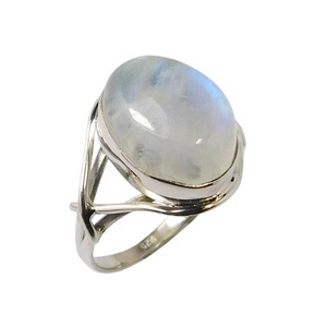 Bague en argent sterling 925 pierre de lune naturelle arc-en-ciel bleu feu pierre de lune arc-en-ciel anneau en argent fait à la main bague unisexe bijoux - Product Image 1