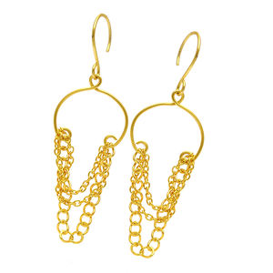 Pendientes colgantes de alambre de plata de ley 925 chapados en oro, joyería de diseño hecha a mano, pendiente clásico de moda para mujeres y niñas. - Product Image 1