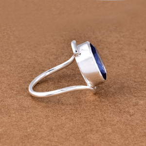 Véritable pierre précieuse de quartz bleu Bague de designer en argent sterling 925 massif Fabricant de bijoux faits à la main Grossiste CASA DE PLATA - Product Image 3