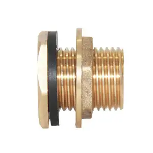 Oem customized yellow privac natural brass brass nipple brass tank nipple casted water tank connector brass nipple coupling male equal iso 9001 2015