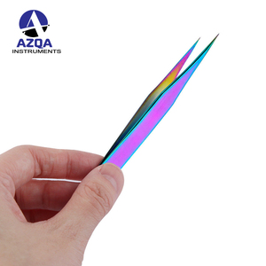 Pinces à épiler professionnelles en acier inoxydable pour extensions de cils, pointe droite, revêtement en titane multicolore, outils de beauté pour cils - Product Image 5