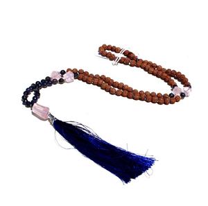 Mala de Yoga de 108 Cuentas de Lapislázuli Tejidas a Mano, Estilo Bohemio, 6mm, Piedra de Cristal Curativa con Certificación de Terceros - Product Image 1