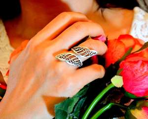 Lace pattern silver ottoman design Afghan nomad <b>Ring</b> - Product Image 2