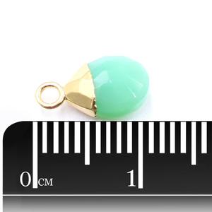 Pendentif en Chalcédoine Chrysoprase Vert Clair Forme Ovale 10-12mm Plaqué Or Laiton avec Bélière Apprêts de Bijouterie Usine de Gemmes de Jaipur - Product Image 2