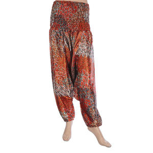 Pantalones bombachos de seda, holgados, estilo bohemio, informales, con cintura fruncida, globo, venta al por mayor - Product Image 1