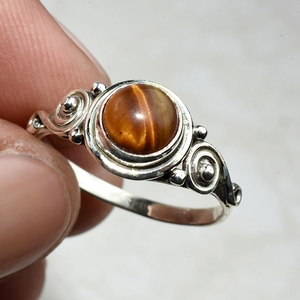 Bague en argent Sterling 925, forme ronde, lunette jaune, œil de tigre, bijoux en argent Sterling, vente en gros - Product Image 3