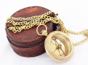 Funda de cuero Vintage para reloj, medallón de latón, collar de brújula, Steampunk, marino, antiguo, de calce, CHCOM780 - Product Image 2