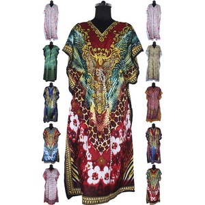 2025 été décontracté imprimé chauve-souris longues sans manches robes de plage et caftans Anokhi Caftan Maxi robe imprimé fleuri vêtements de détente - Product Image 1