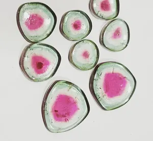 Venta al por mayor sin cortar Natural Rosa rojo turmalina rebanadas de piedras preciosas calidad de cinco estrellas fabricación de joyas sueltas variedades tamaños 9mm 14mm 20mm - Product Image 1