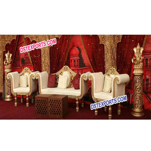 ชุดเฟอร์นิเจอร์สีทองสำหรับงานแต่งงานในเอเชียเฟอร์นิเจอร์สีทองสไตล์เอเชียเฟอร์นิเจอร์งานแต่งงานแบบอินเดีย - Product Image 1