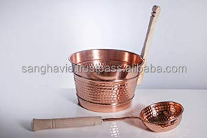 Cubo de sauna de cobre sólido de estilo antiguo con cucharón Decoración para el hogar Cubos inspirados en Ins para uso en saunas - Product Image 2