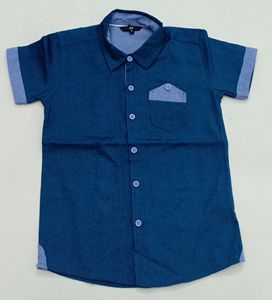 Camisas Auténticas para Niños, Media Manga, Tela de Sarga de Algodón, Transpirables, Ecológicas, Cuello Camisero, Corte Regular, Casuales - Product Image 1