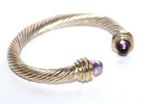 Plaqué or Bracelet de Manchette, En Gros Naturel Améthyste Violet 925 Bracelet jonc En Argent massif - Product Image 3