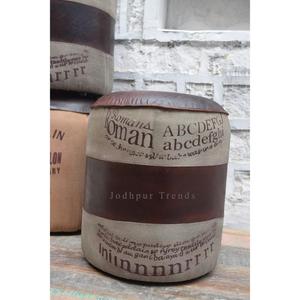 Tabouret en cuir de toile imprimé vintage de design industriel moderne pour la salle à manger chambre d'enfants salon extérieur cuisine salle de bain utilisation - Product Image 1