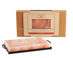 Juego de platos y soportes de sal rosa del Himalaya de 12 "x 8" x 1,5 ", bloques de baldosas de cocina de sal redonda del Himalaya con base de metal - Product Image 1