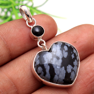 Colgante de Plata de Ley 925 con forma de corazón, joyería de piedras preciosas, granate, turquesa, cobre - Product Image 3
