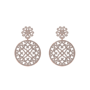 ออกแบบใหม่ 14 พันกุหลาบทอง Pave เพชรวางต่างหูผู้ผลิตเครื่องประดับทําด้วยมือออกแบบใหม่คุณภาพสูงงานแต่งงานของขวัญ - Product Image 1