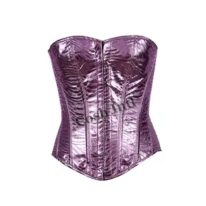 Cosh Corset overbust steelboned Tím kim loại PVC Corset Chất lượng cao thời trang và Đảng mặc PVC Corset Nhà cung cấp xuất khẩu