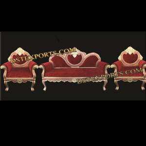 Ensemble de canapés en métal pour mariage royal Mobilier sculpté doré le plus récent Ensemble de canapés élégants pour le mariage indien en Australie - Product Image 1