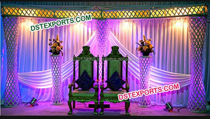 Fabricante exportador de nuevo diseño, conjunto de escenario de recepción de boda, escenario de boda indio, pilares de cristal de fibra, decoración de boda en el Reino Unido - Product Image 4