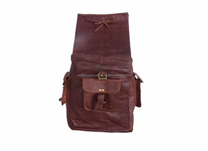 Venta al por mayor hecho a mano en relieve Vintage hombres cabra cuero genuino marrón puro 16 "mochila de hombro mochila accesorios de viaje bolsas - Product Image 5