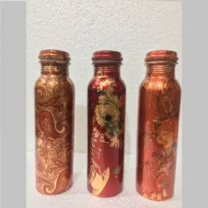 Handmade customized decorative antique elegant modern classic vintage stylish designer Printed Copper Water Bottles