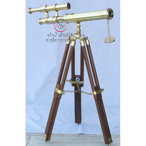 กล้องส่องทางไกลทองเหลืองแบบสองกระบอก สำหรับเดินป่า ตั้งแคมป์ ตกแต่งเรือ ของตกแต่งสไตล์วินเทจโบราณ ของขวัญ - Product Image 2