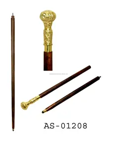 Luxury Brass Handle Outdoor Long Walking Cane Wooden Sticks