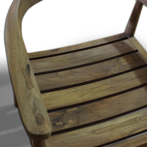 Sillón sencillo de teca escandinava para comedor, sillas de comedor con acabado desgastado - Product Image 3