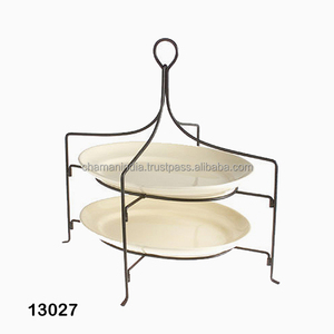Support à plat en fer forgé ovale à deux niveaux, écologique - Product Image 1