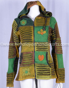 Verde RAZORCUT PATCHWORK elegante Bohemia señoras Sudadera con capucha CSWJ 459 - Product Image 3
