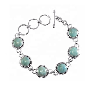 สร้อยข้อมือพลอย Larimar สไตล์ใหม่คุณภาพสูงสร้อยข้อมือเงินแท้ 925 สําหรับเป็นของขวัญ - Product Image 1