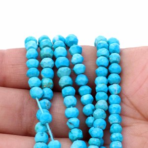 Cuentas de Turquesa Natural de Arizona Azul Cielo, Facetadas, de 5mm-6mm, para la Fabricación de Joyas, Piedras Semipreciosas, Hilo de Cuentas, Tercera Calidad - Product Image 6