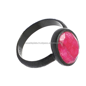 Genuino Rosa bisel rubí 925 anillo de plata al por mayor de piedras preciosas hechas a mano joyería moda anillo de forma ovalada fabricación al por mayor - Product Image 3