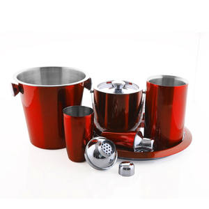 Juego de barra de acero inoxidable, juego de coctelera de Color rojo, barra de bebida, kit de cuidado de barra de acero inoxidable, Herramienta de mezcla para el hogar - Product Image 1