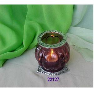 Tealight redondo de latón plateado y vidrio Nuevo diseño directo de fábrica personalizado llamativo soporte votivo para decoración del hogar - Product Image 1