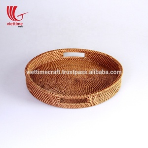 Ronda de color miel de mimbre bandeja/Natural de mimbre, cesta de mimbre, - Product Image 4