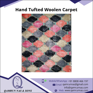 Custom Hand <b>Tufted</b> Woolen Silk Area <b>Rugs</b> and Carpet Set Plain Geometric Pattern in Standard Color for Home Use on Sale! - Product Image 4