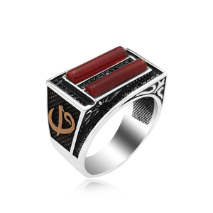 925K Sterling <b>Silver</b> Ottoman Tugra <b>Men</b> <b>Ring</b> Carnelian <b>Ring</b> Model20 - Product Image 5